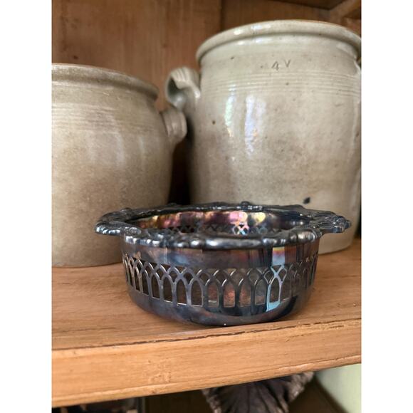 Vintage Silver Wine Bottle Coaster - Picture 2 of 5